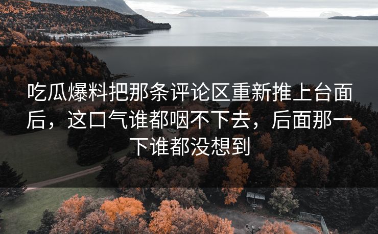 吃瓜爆料把那条评论区重新推上台面后,这口气谁都咽不下去,后面那一下谁都没想到 吃瓜爆料把那条评论区重新推上台面后,这口气谁都咽不下去,后面那一下谁都没想到