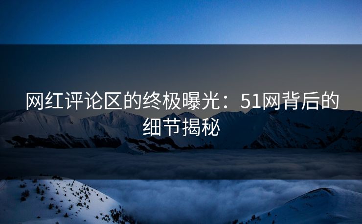 网红评论区的终极曝光：51网背后的细节揭秘
