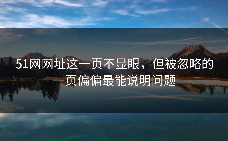 51网网址这一页不显眼，但被忽略的一页偏偏最能说明问题