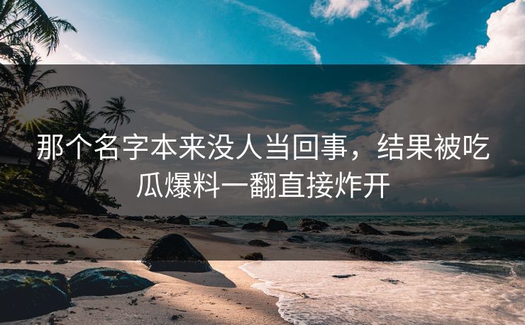 那个名字本来没人当回事,结果被吃瓜爆料一翻直接炸开 那个名字本来没人当回事,结果被吃瓜爆料一翻直接炸开