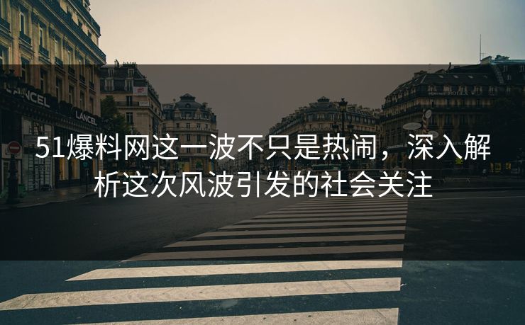 51爆料网这一波不只是热闹,深入解析这次风波引发的社会关注 51爆料网这一波不只是热闹,深入解析这次风波引发的社会关注